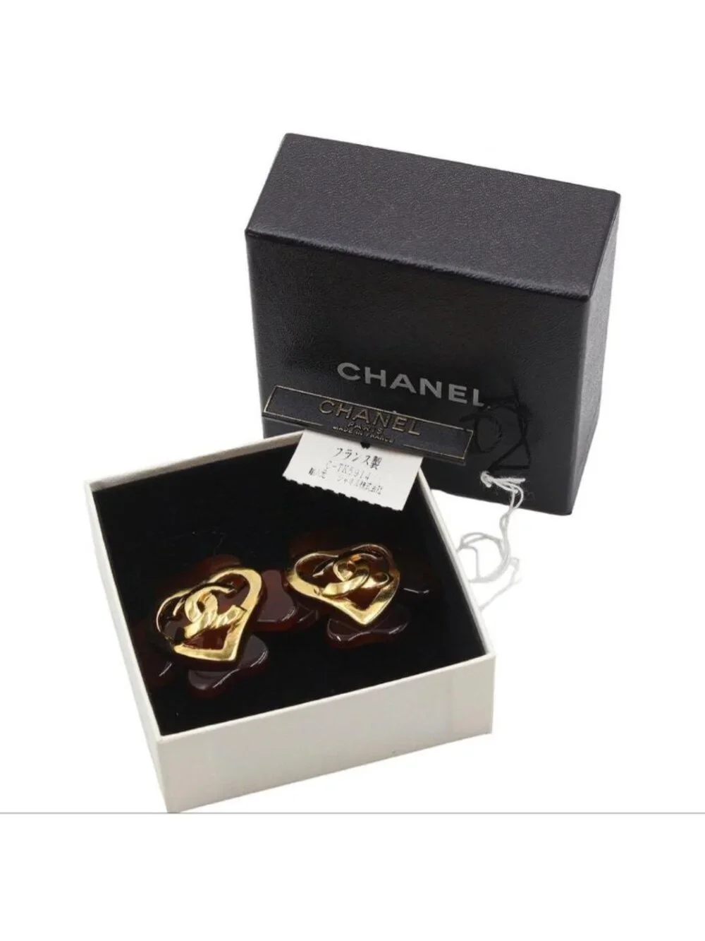 Chanel CC Logo Clover Tortoiseshell Earrings